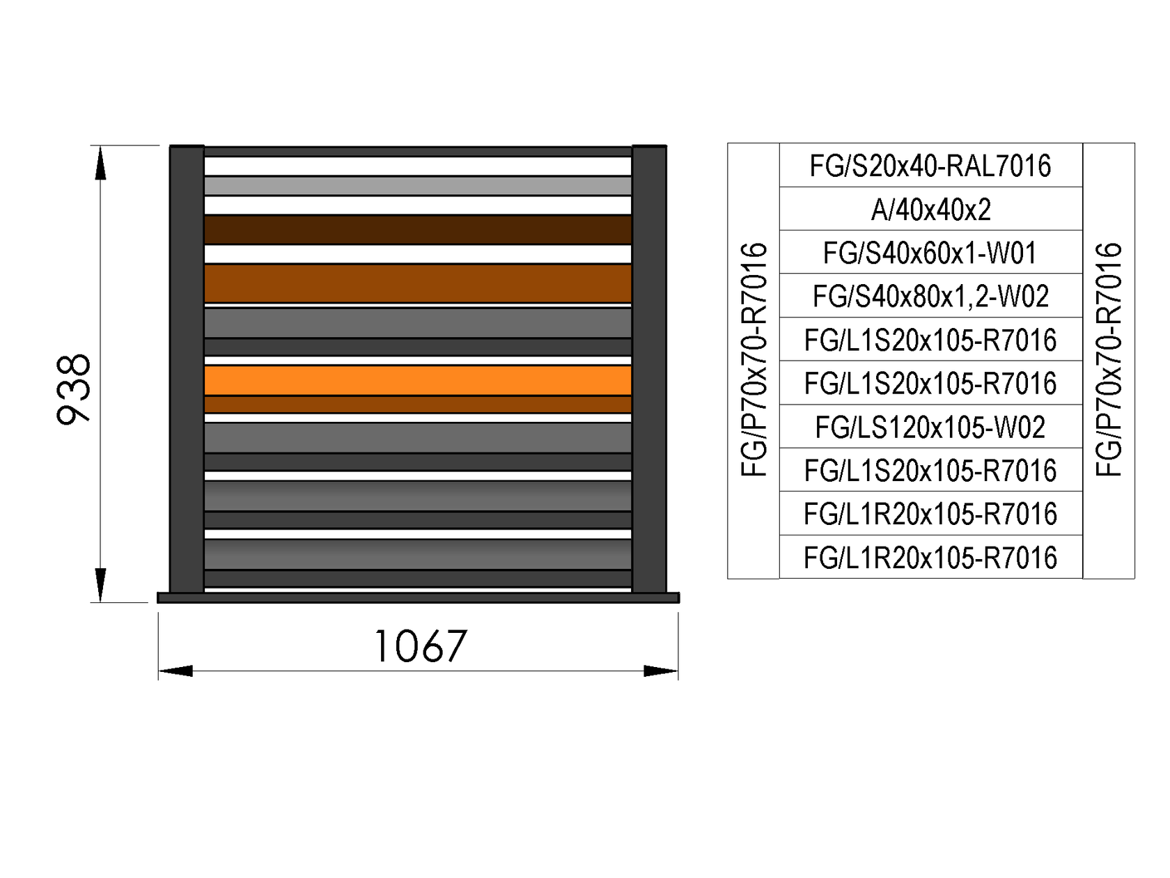 1x0,9m szabadon álló kerítésminta
