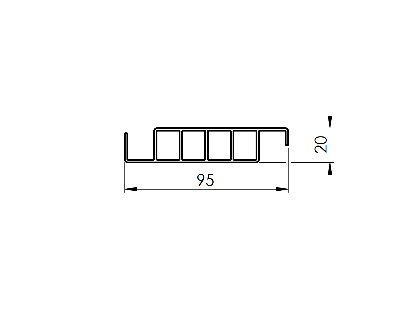 Alumínium kitöltés 20x95-2400mm