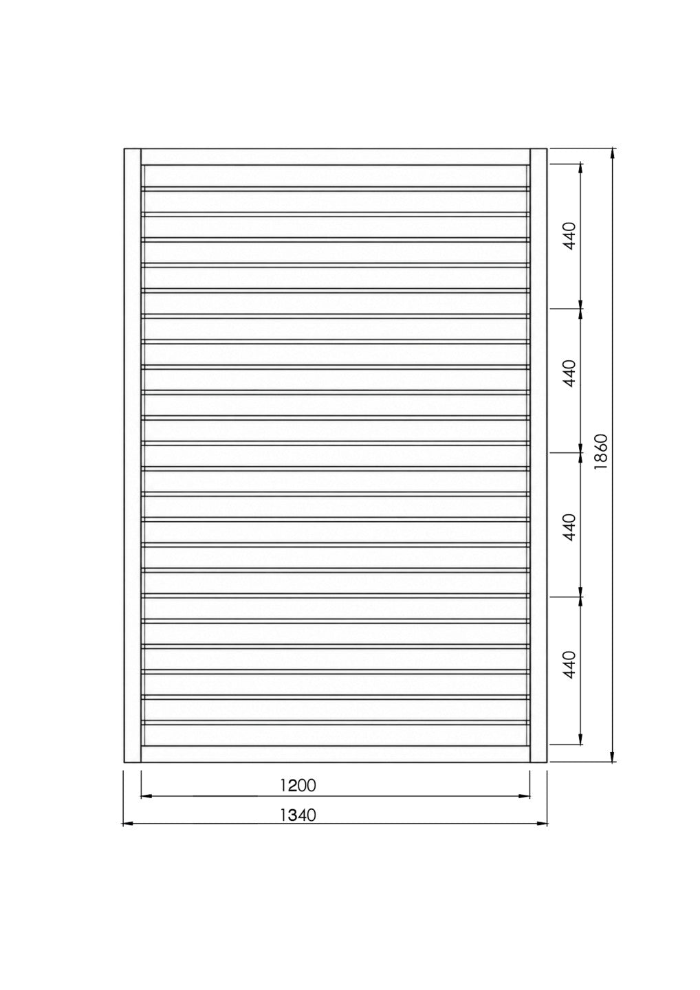 Set ALAntrac horizontálny naklápací systém 2,3x1,6m s 1,5m ALAntrac kosodĺžnikovou výplňou 20x105, v ráme ALAntrac 50x60