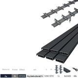 Set Antracitový pozinkovaný oceľový horizontálny naklápací systém 1,07 m s 1,2 m hliníkovou Antracitovou výplňou 20x95