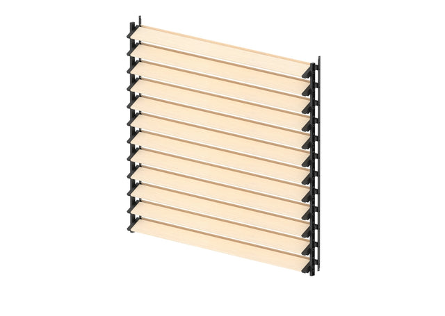 Set čierny hliníkový horizontálny naklápací systém 1,09 m s 1,2 m drevenou borovicovou výplňou 19x95