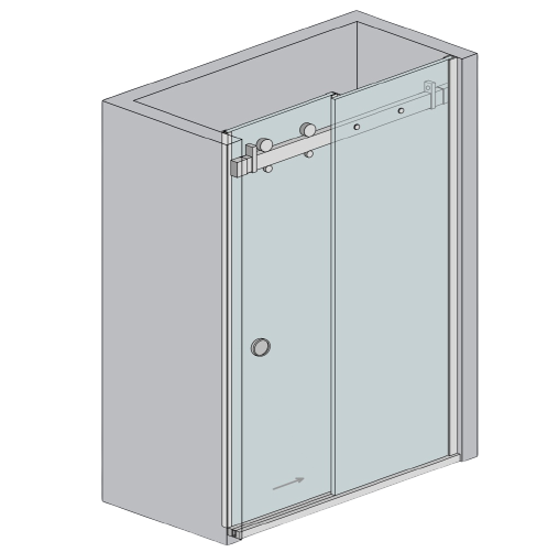 Toló üvegajtó vasalat - rozsdamentes profilban
