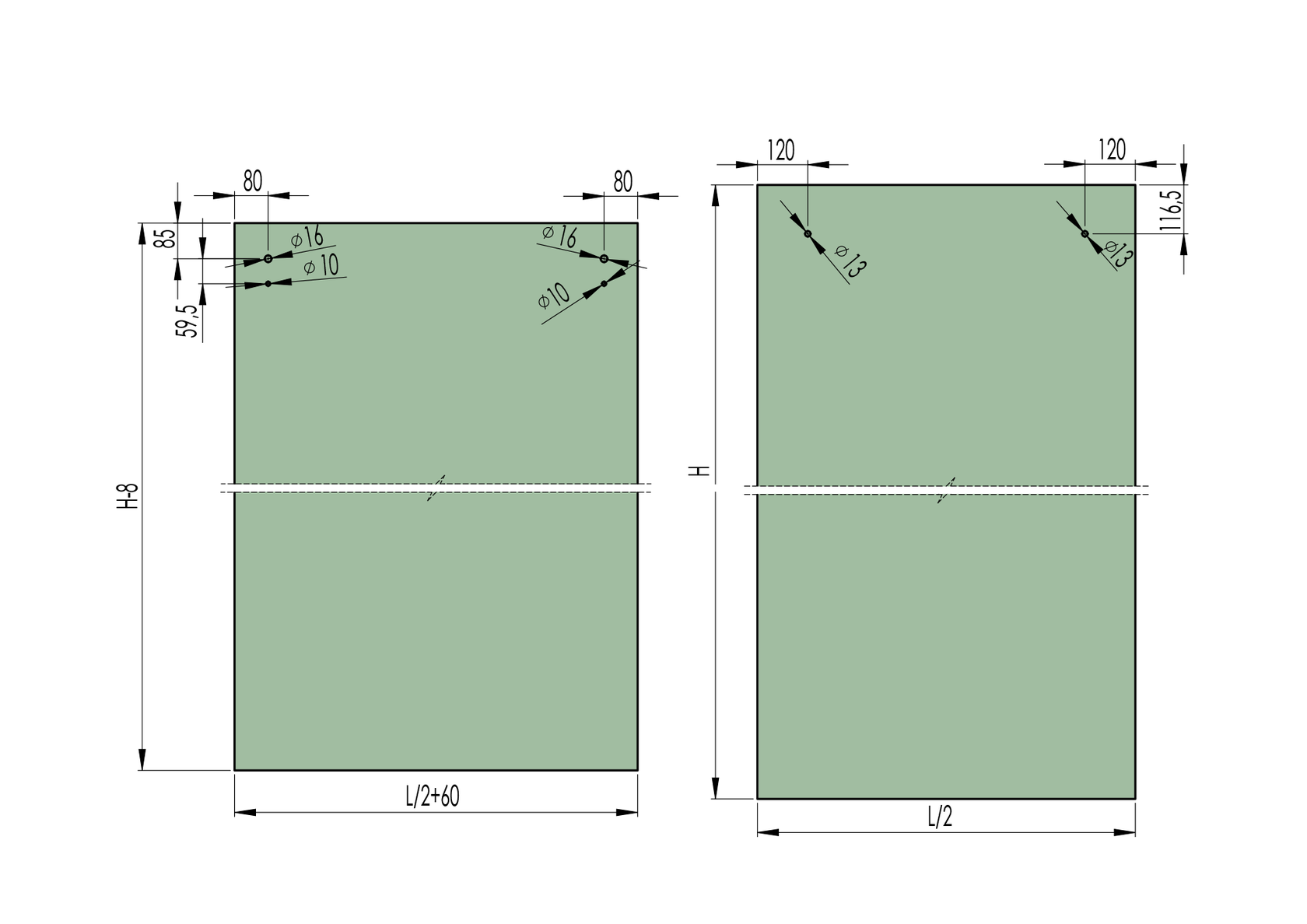 Toló üvegajtó vasalat - rozsdamentes profilban