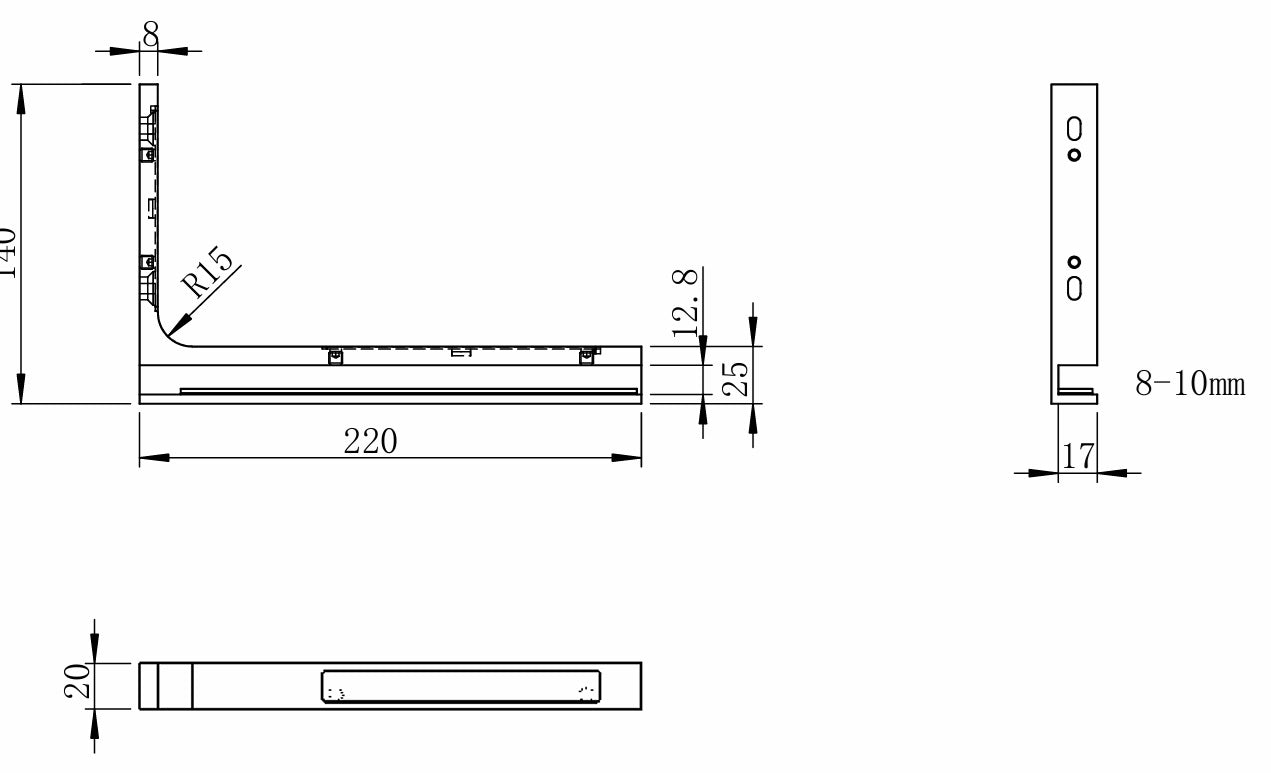 Stabilizáló szög üvegfalhoz 22x14cm