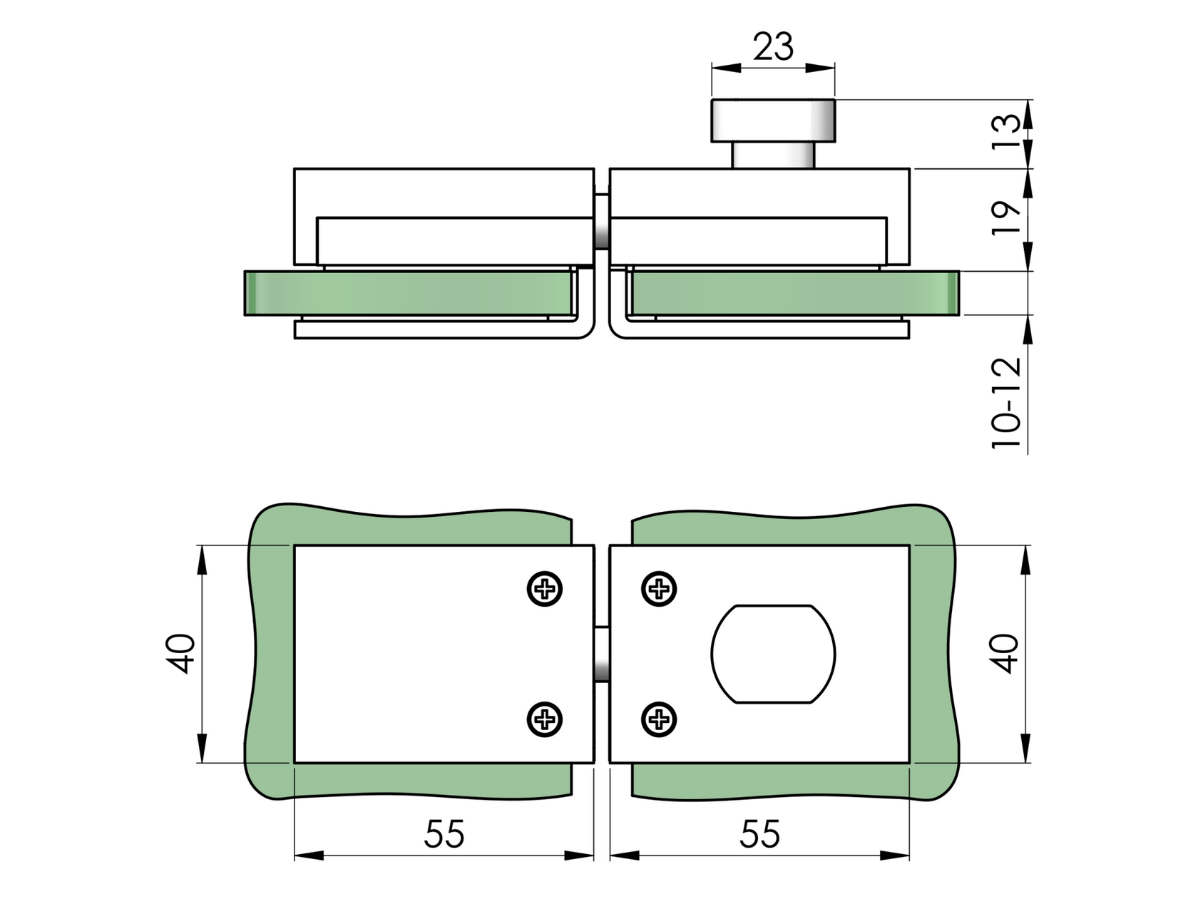 Rozsdam. zárszerkezet WC üvegajtóhoz/üvegfalra