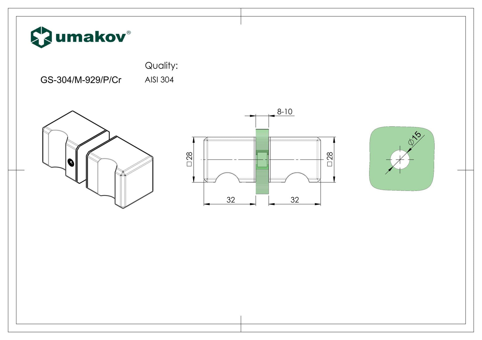 Rozdamentes nyitó gombfogantyú 30x30mm