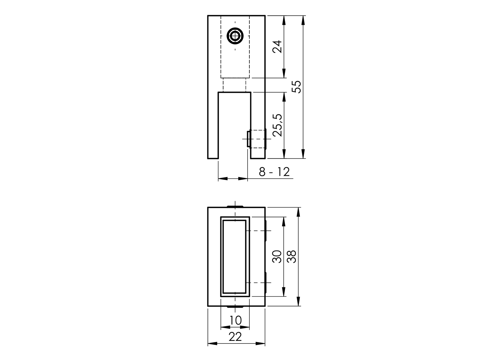 Rozsdamentes támrúdvég-síküveghez