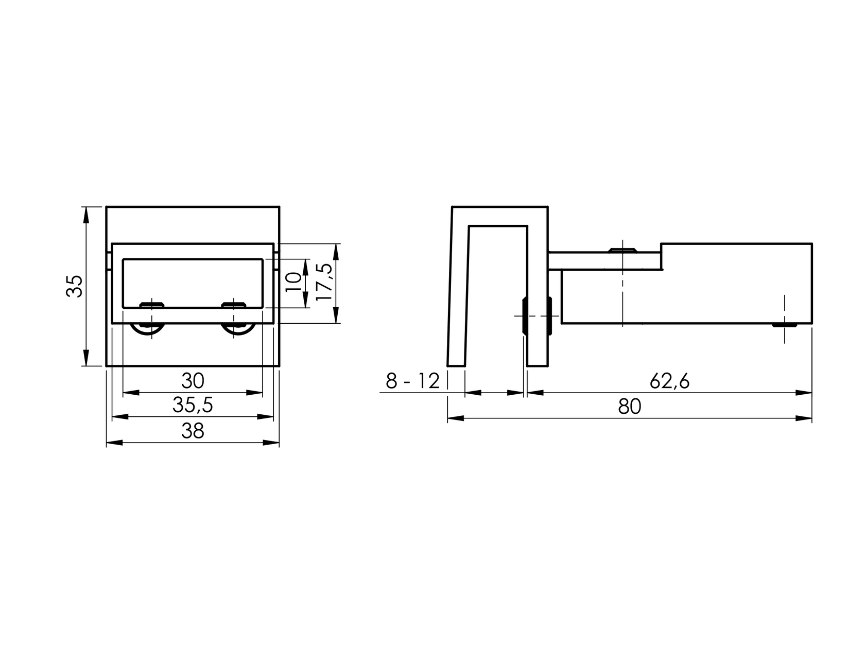 Rozsdamentes állítható támrúdvég-síküveghez
