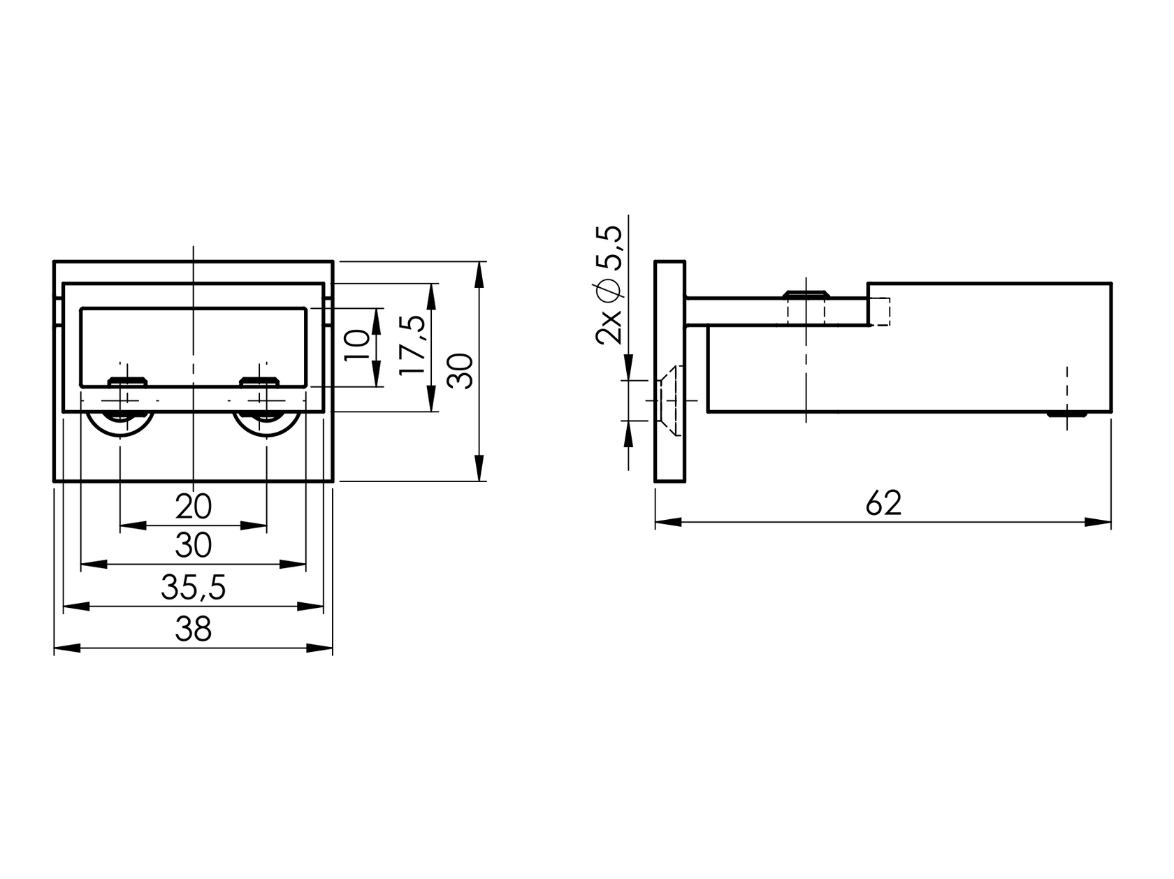 Rozsdamentes álítható üvegtámhoz rúdvég-falibekötő