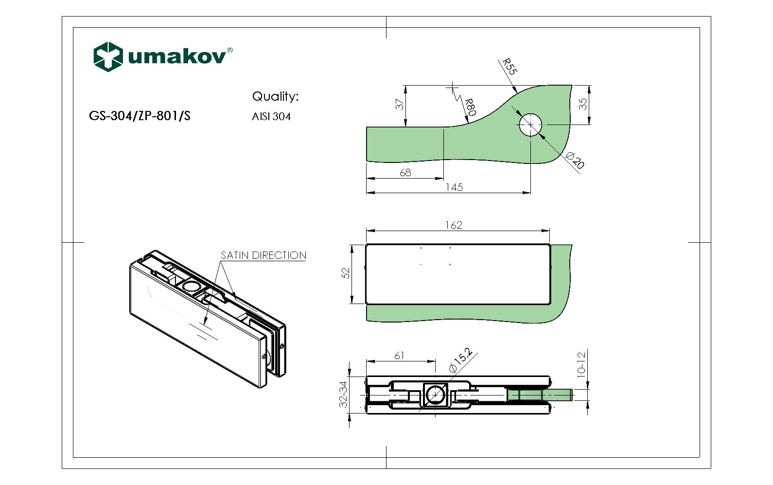 Rozsdam. felső pántrész üvegajtóra