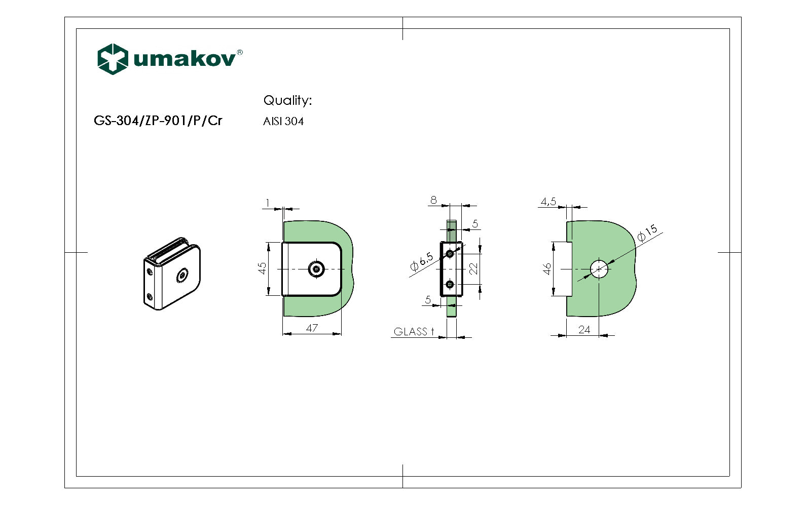 Pont üvegtartó, T 8-10 mm