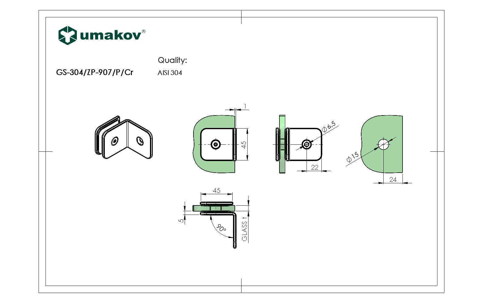 Pont üvegtartó, T 8-10 mm