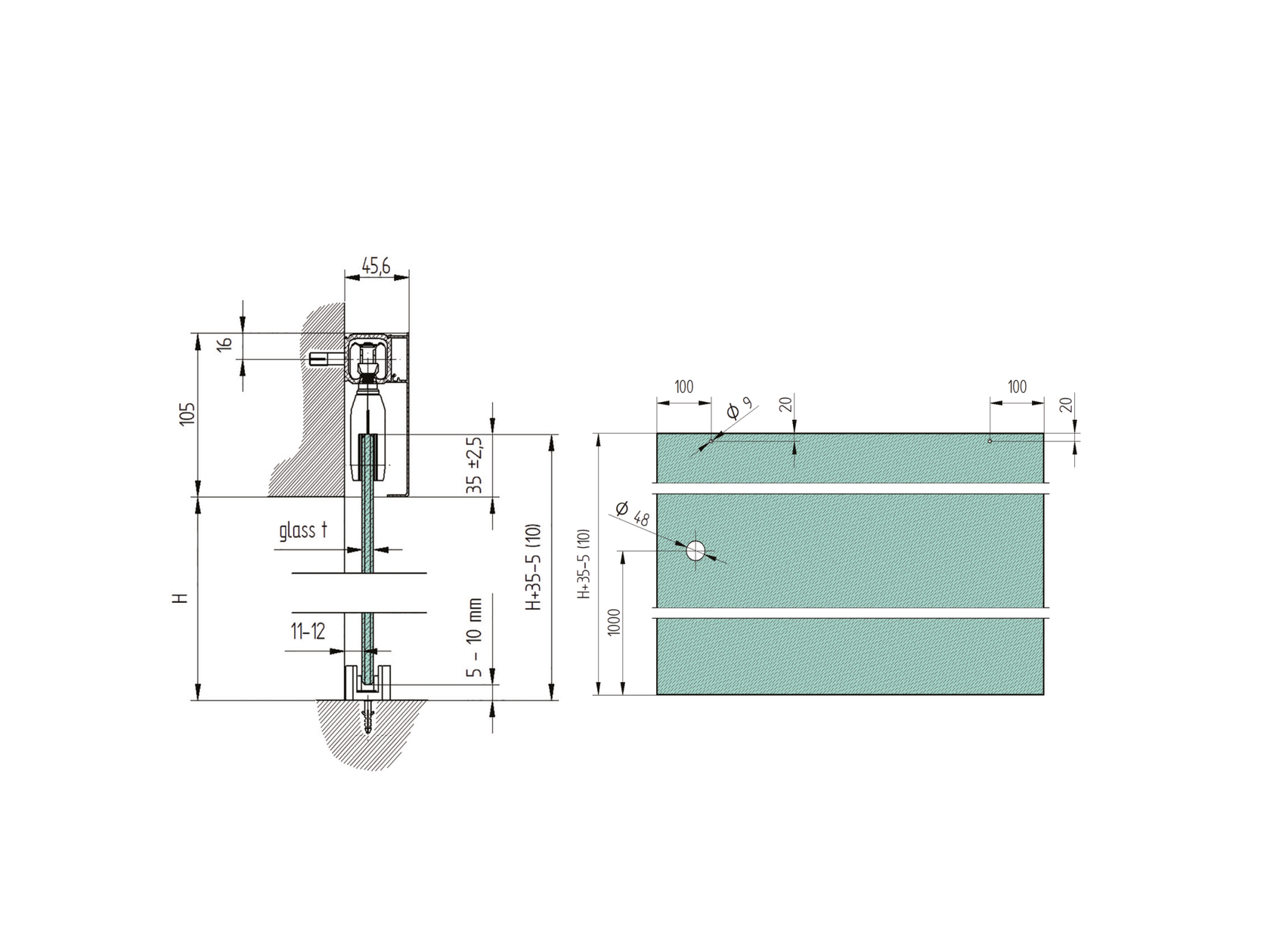 Alumínium profil üveg tolóajtóhoz