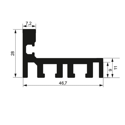 Alumínium profill üvegajtótok "L"