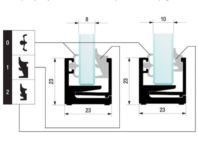Szalag gumibetét alu-profillhoz GS-AL/ZP-23x23, L3