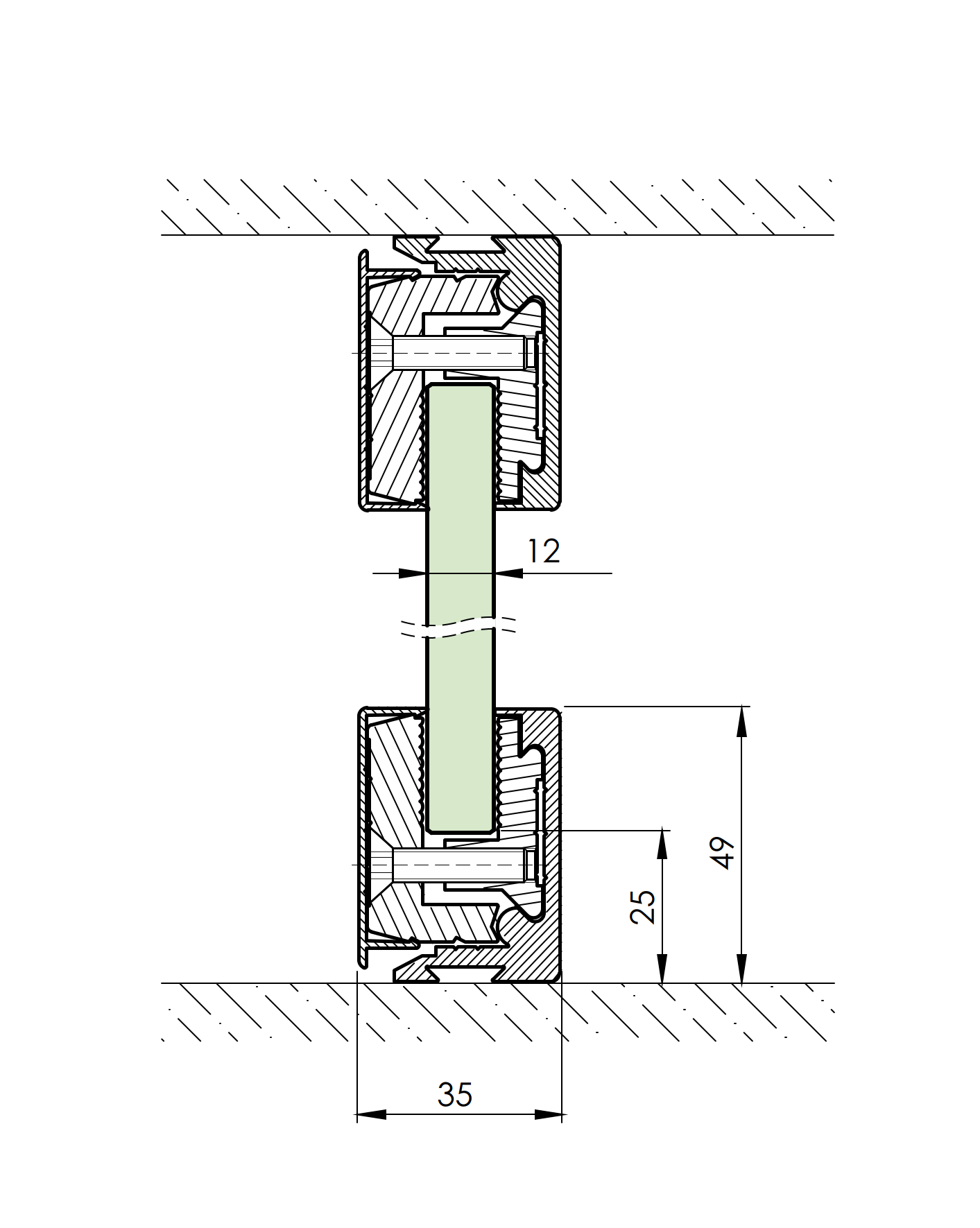 Alumínium profill garnitúra-üveg H50