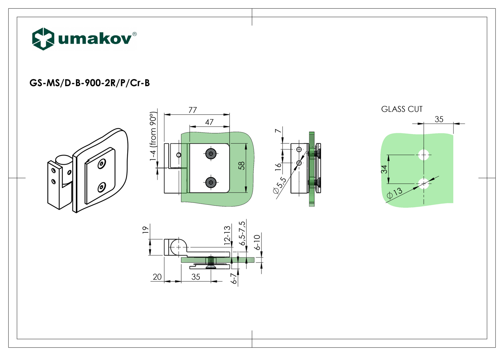 Zuhanyzóba forgáspont-üvegajtóhoz-jobbos