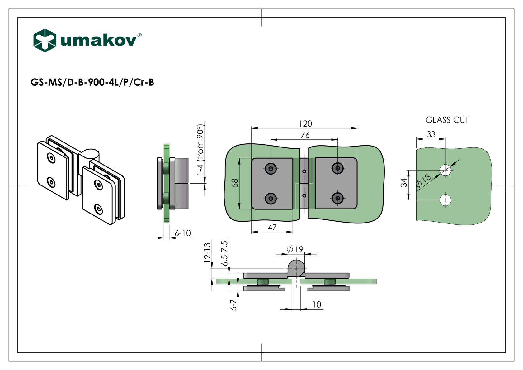 Zuhanyzóba forgáspont-üvegajtóhoz-balos
