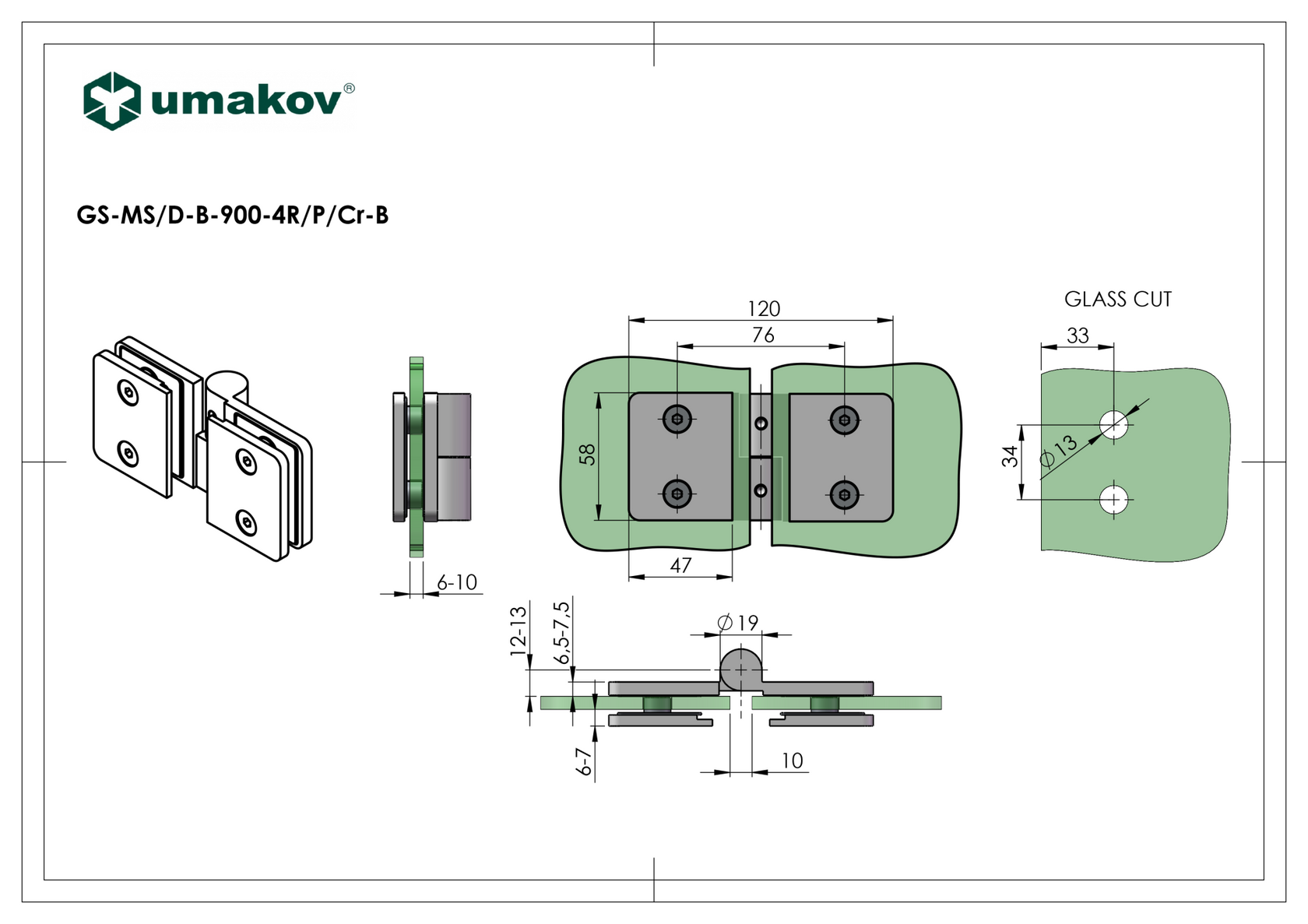 Zuhanyzóba forgáspont-üvegajtóhoz-jobbos