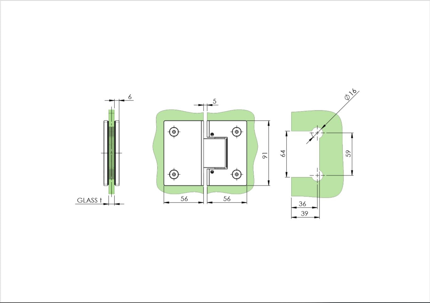 Rozsdamentes zsanér üvegajtóra/üvegfalra flex