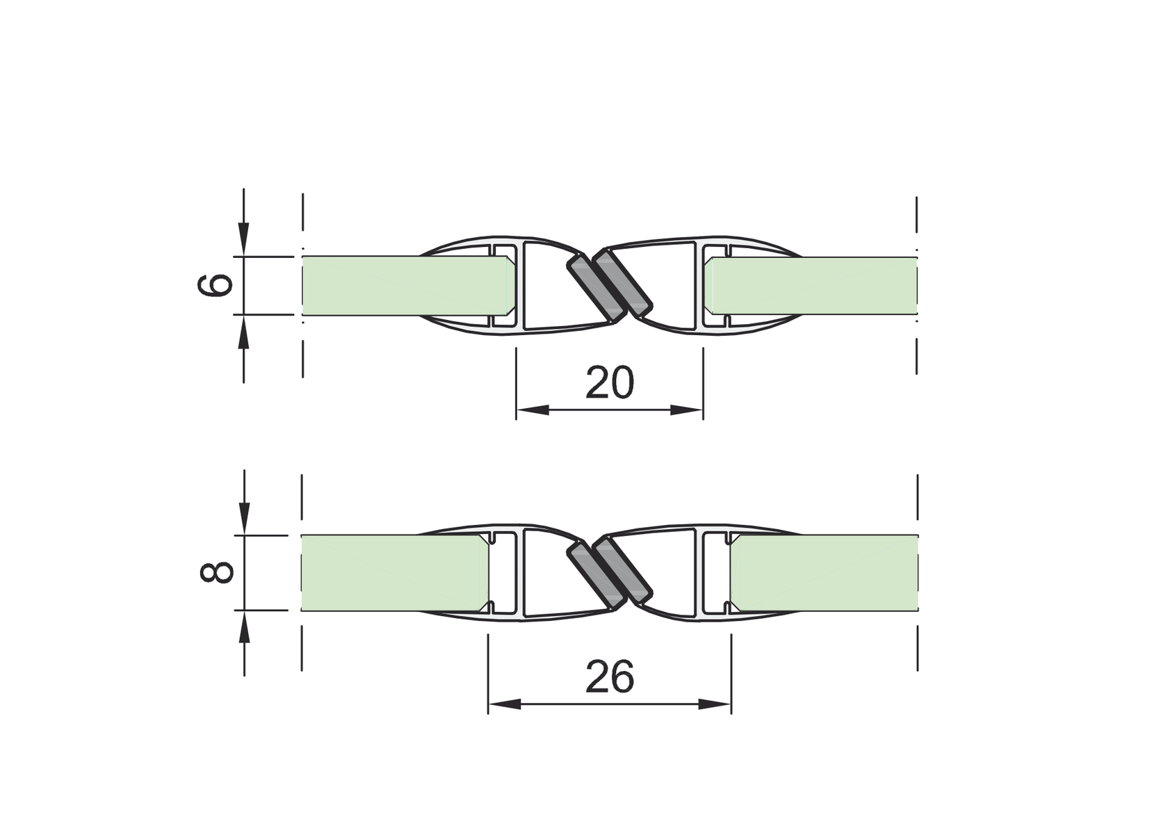 Zuhanyajtó mágneszár PVC - 180°