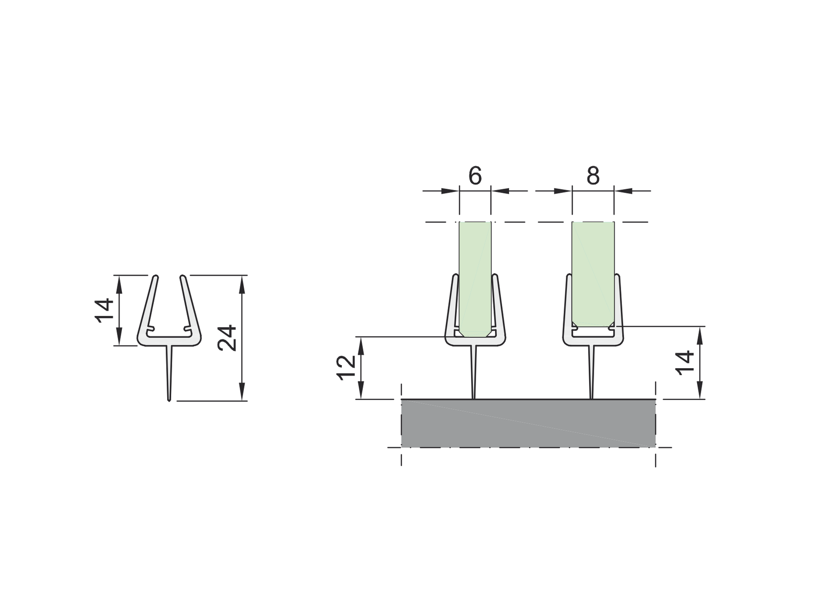 Fix üvegkeretbe gumitömítő ajtó