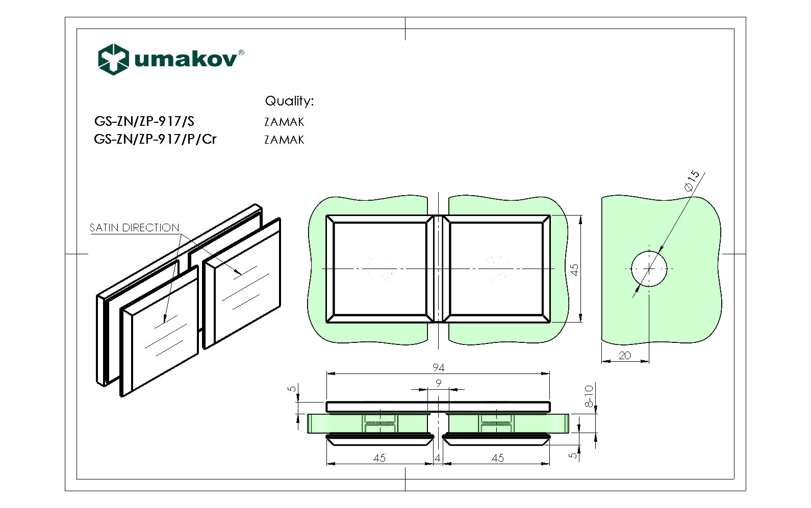 Pont üvegtartó, Zamak, T 8-10 mm