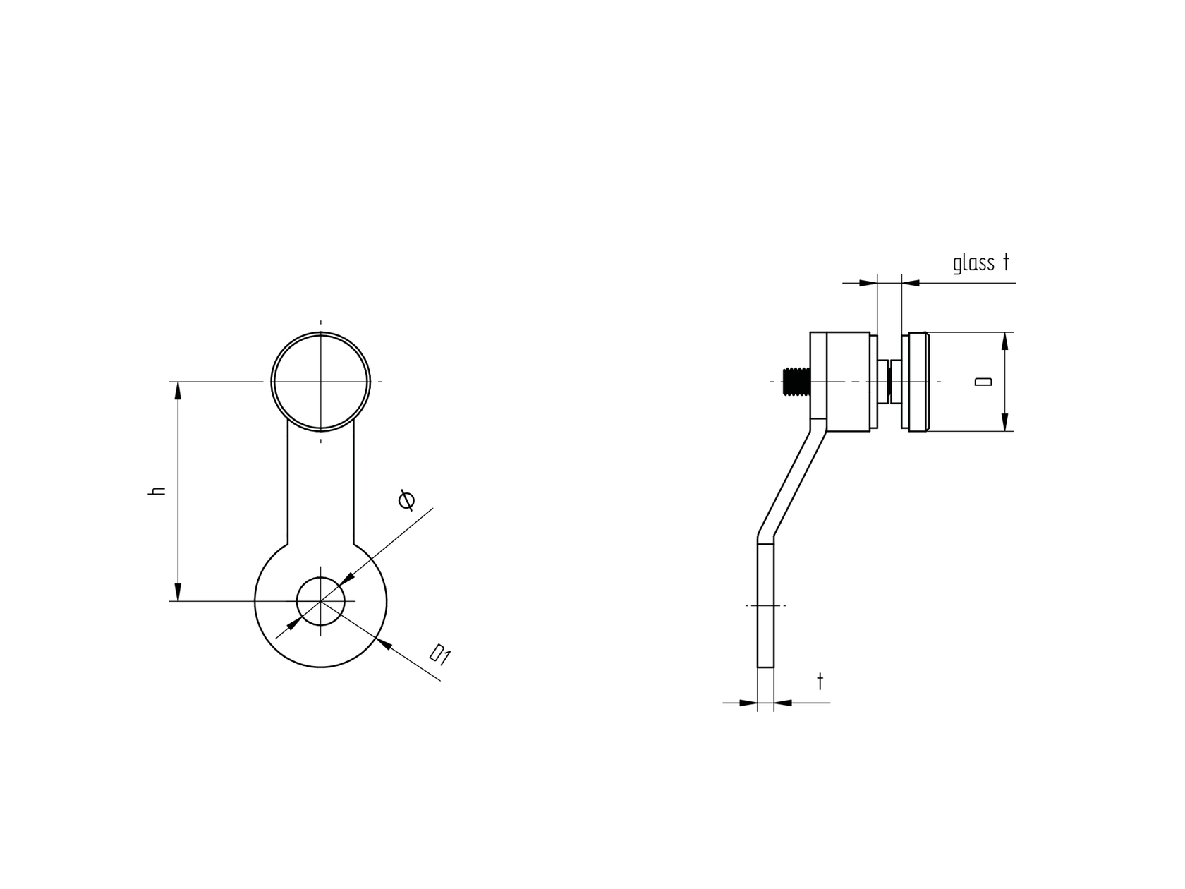 Síküvegtartó pók-egykaros AISI304, 95mm