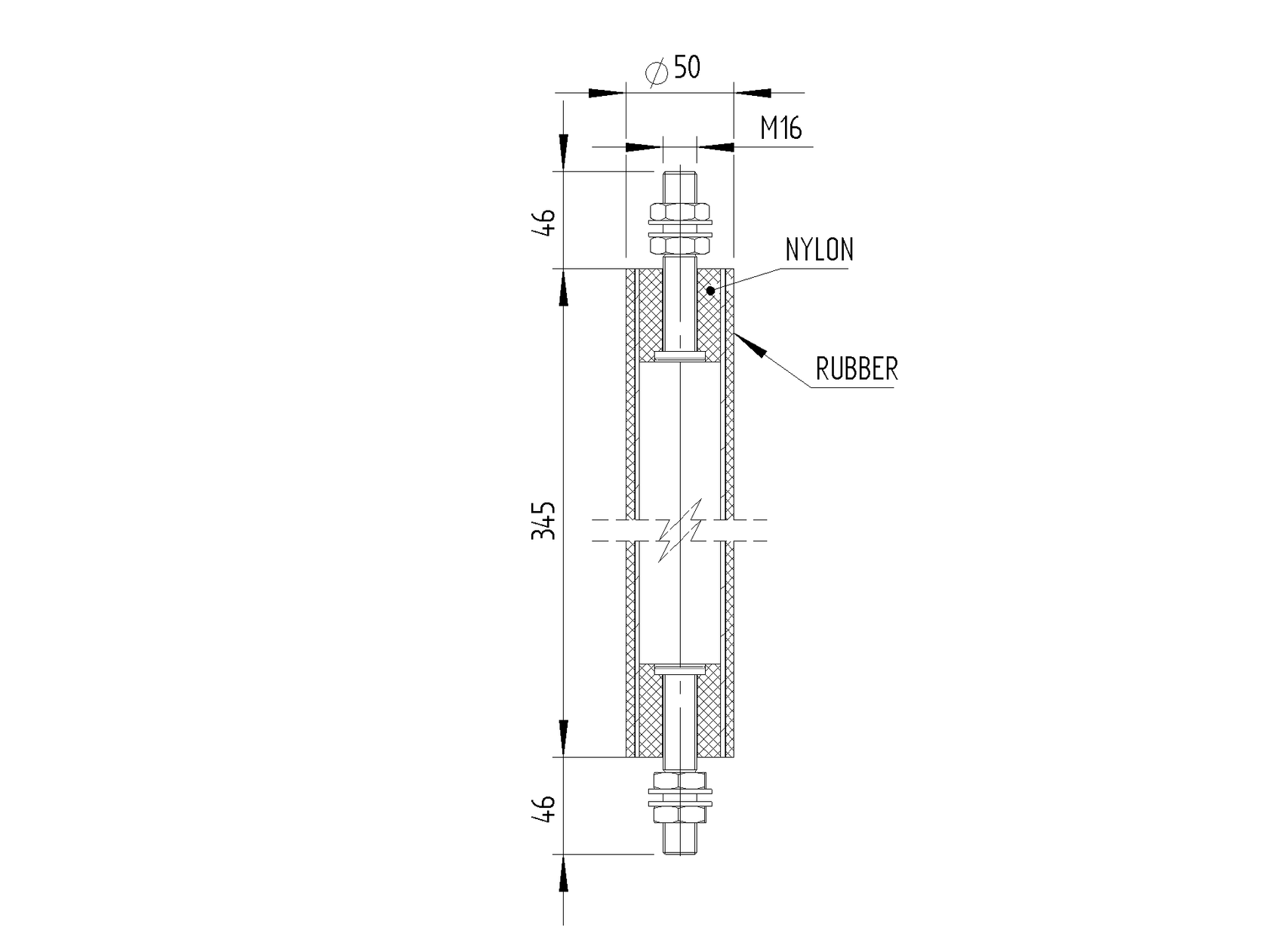 Ívelt toló, úszókapu támasztóhenger-gumiborításos