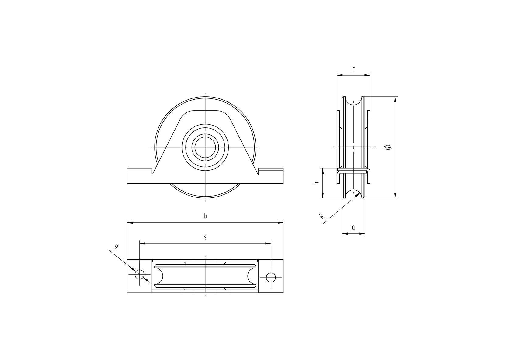 Rozsdamentes görgő tolókapuhoz-U, INOX, D80mm
