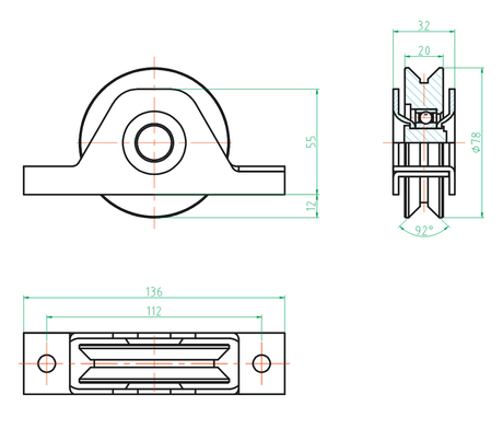 Süllyesztett görgő-szögvasra Zn, D80