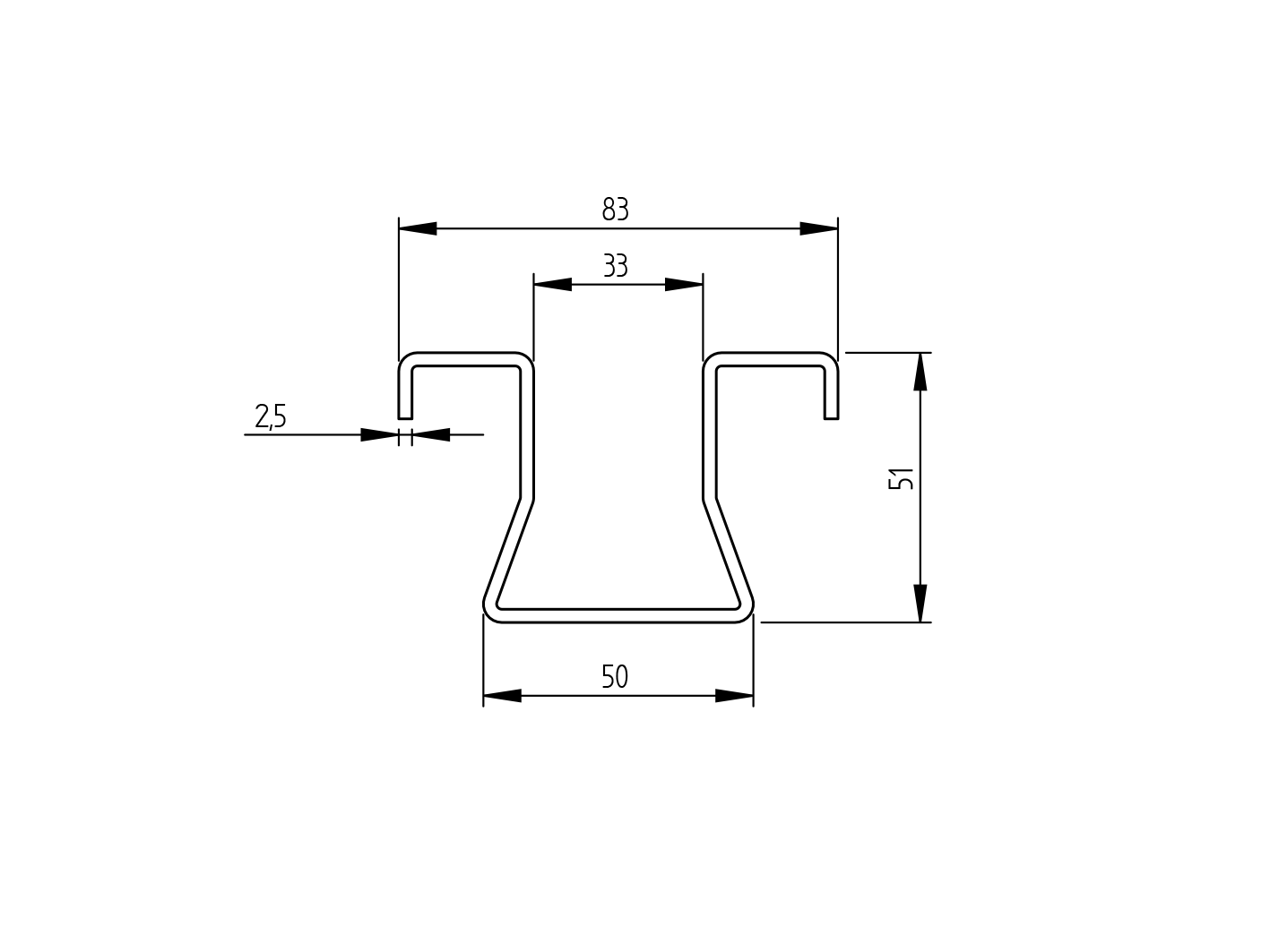 Függesztet tolókapu alsó megvezetősín Zn, t3mm, L6