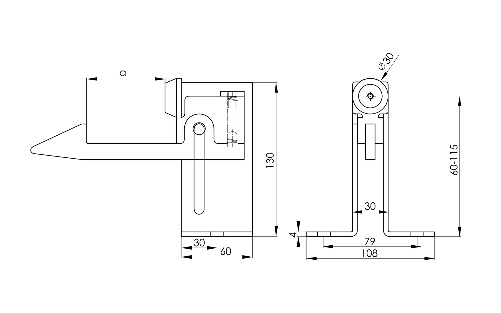 Talpas kapuütköző, reteszeléssel, Zn
