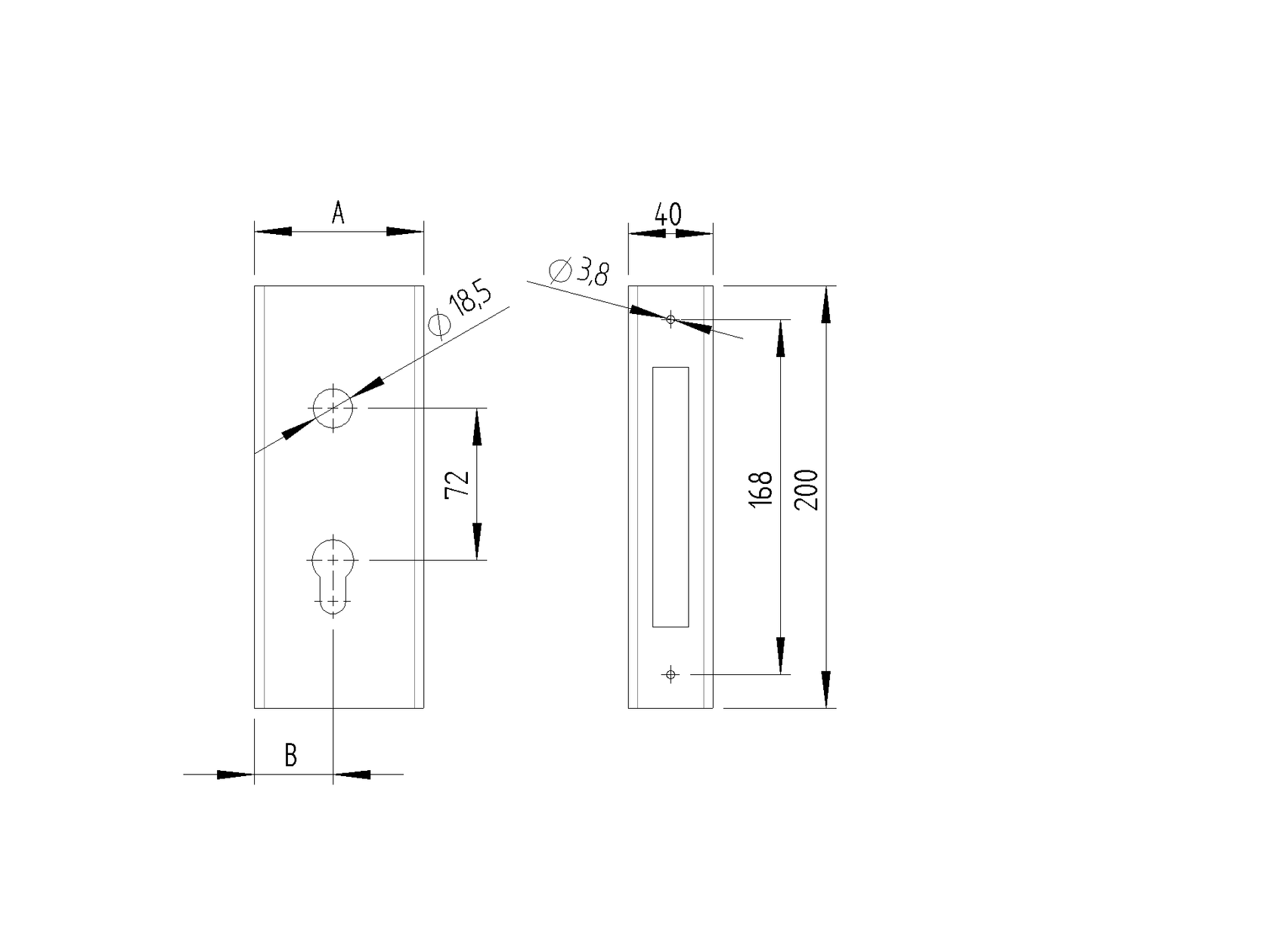 Lemez zártok H/36-30A kampós zárhoz 60x40mm