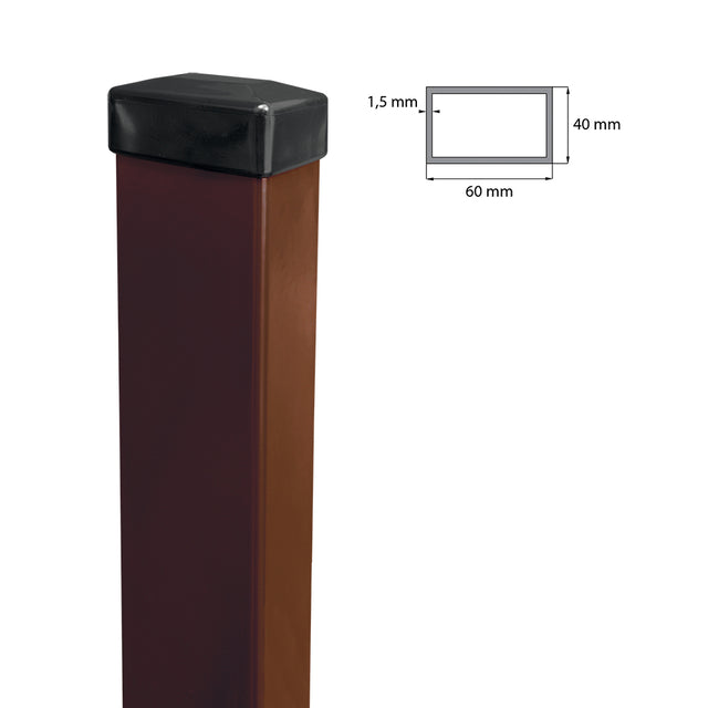 Post 60x40mm ZnPVC 2200mm brown