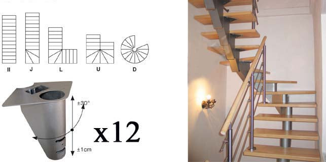 Lánclépcső váz elemgarnitúra V 2450mm Vmin 2230mm