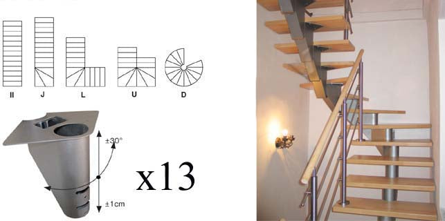 Lánclépcső váz elemgarnitúra V 2640mm Vmin 2400mm