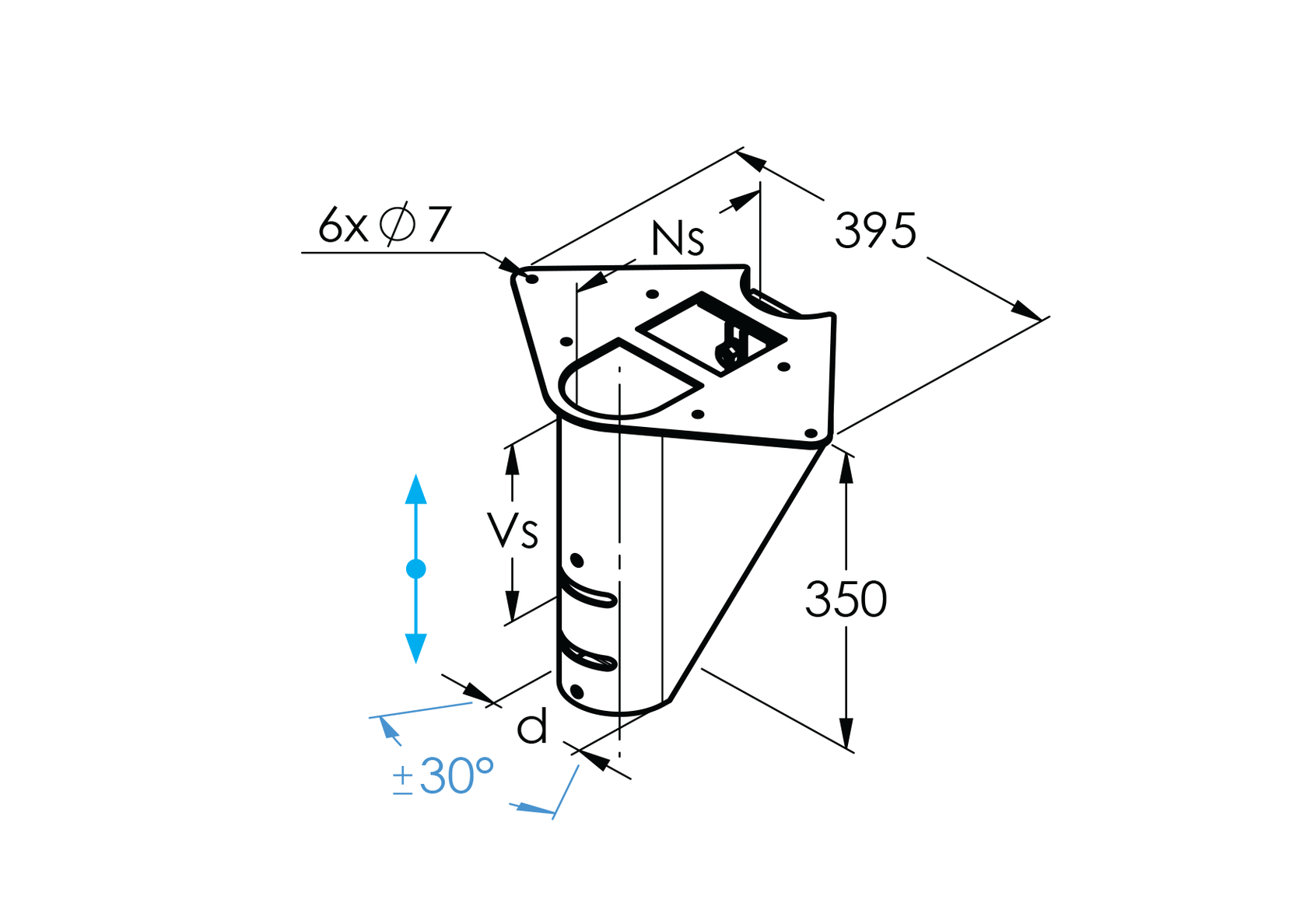 Lánclépcső köztes elem NS240 Vs170-190mm, ±30°