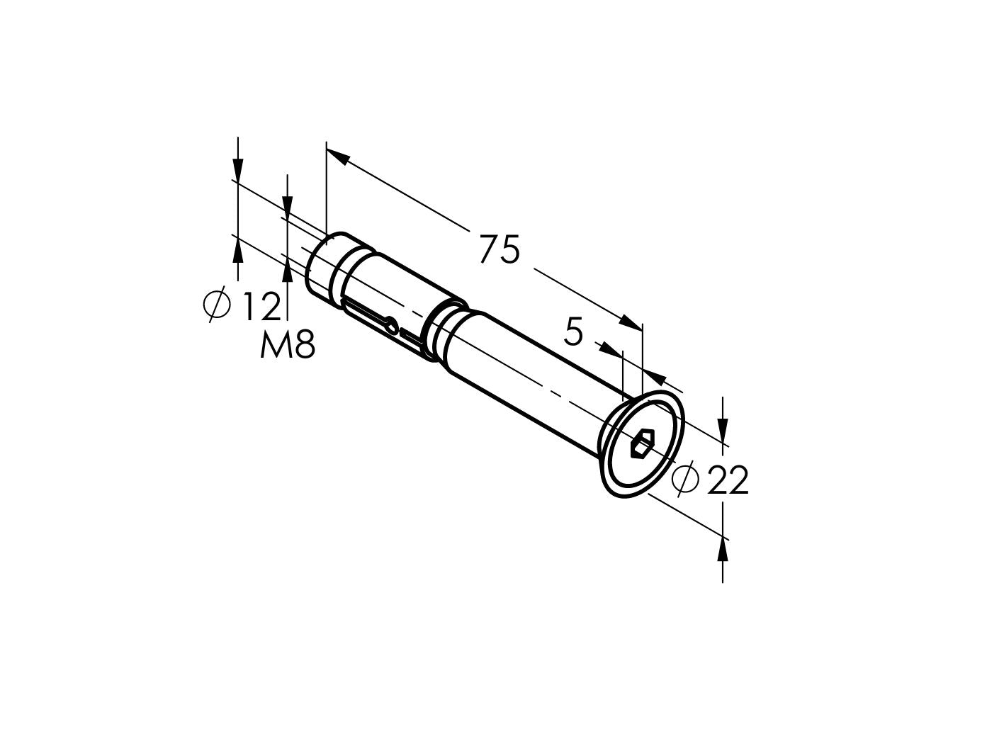 Horgony közepesen nehéz terhekhez M8 süllyesztett fejjel