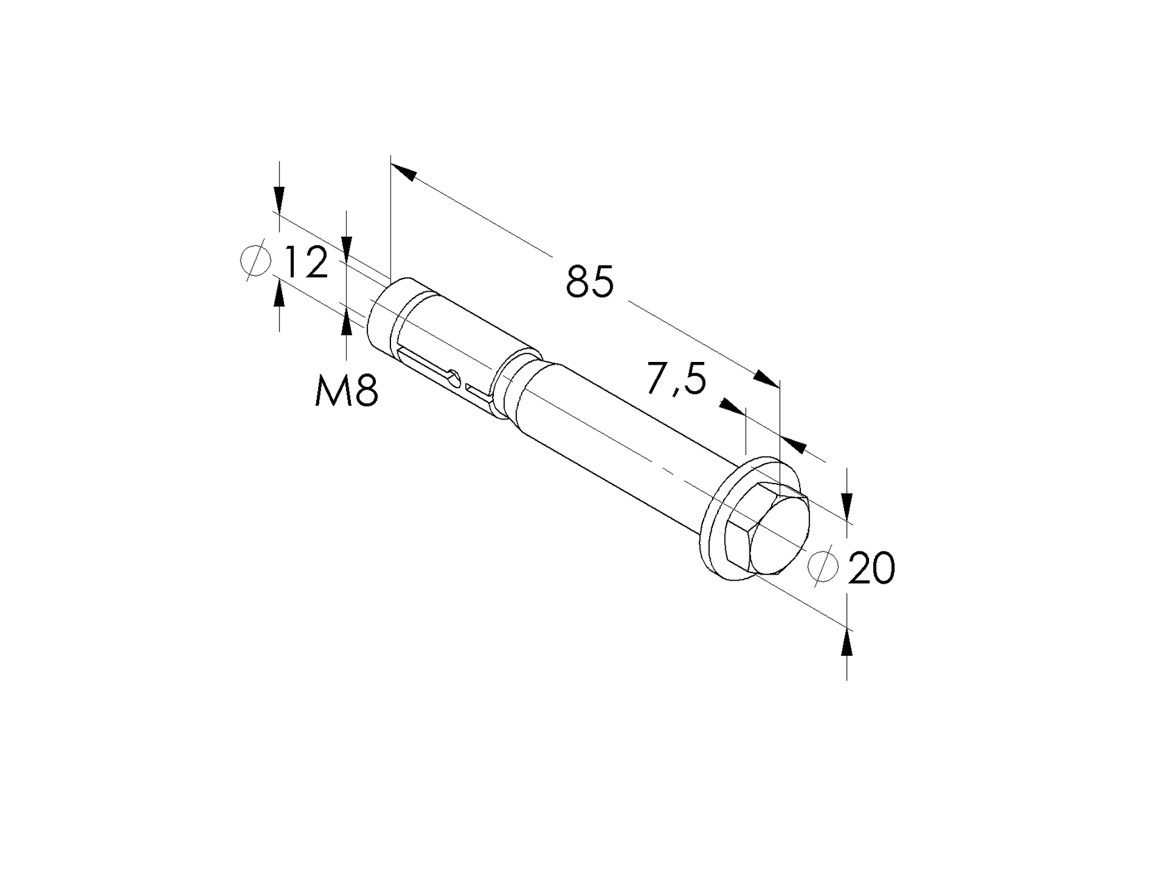 Nagy teherbírású dübel hatszög fejjel M8