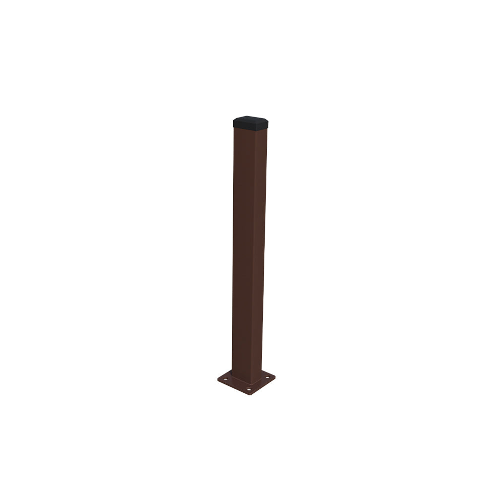 Pozinkovaný stĺpik 60x40 mm s pätkou a PVC čiapkou, 1400 mm - Hnedá RAL 8017