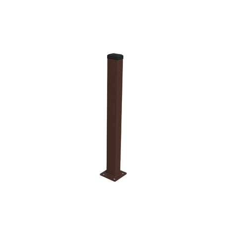 Horganyzott oszlop 60x40 mm talppal és PVC sapkával, 1400 mm - Barna RAL 8017