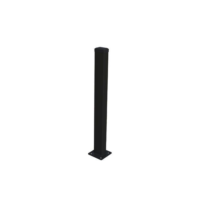 Pozinkovaný stĺpik 60x40 mm s pätkou a PVC čiapkou, 1400 mm - Čierna RAL 9005