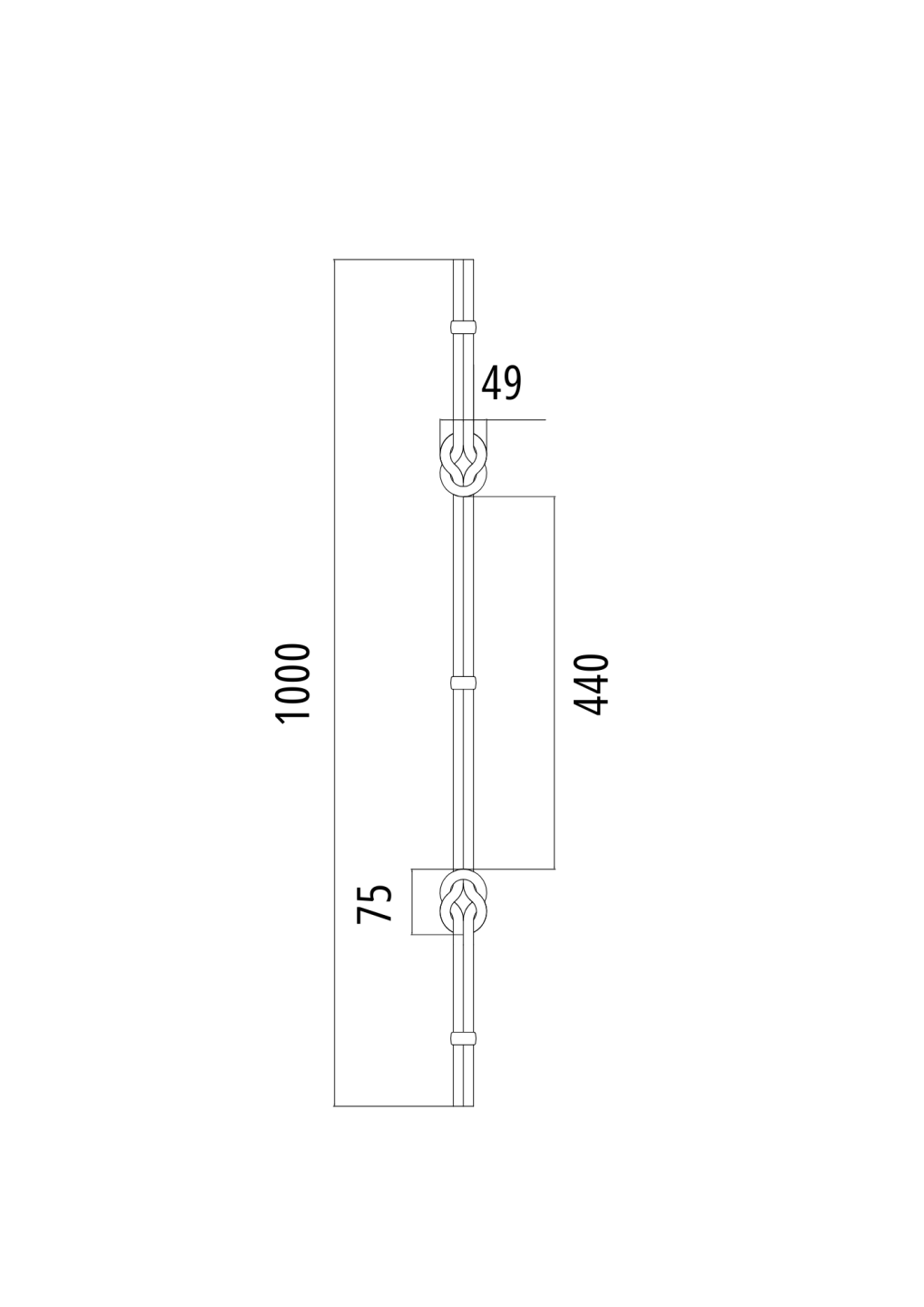 Kovácsoltpálca h1000, b50, 2xD12mm