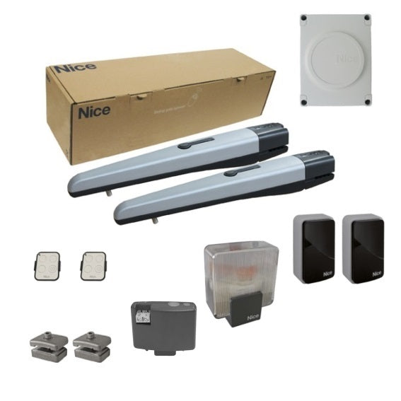 Nice meghajtás kétszárnyú kapuhoz, fotocellás készlettel