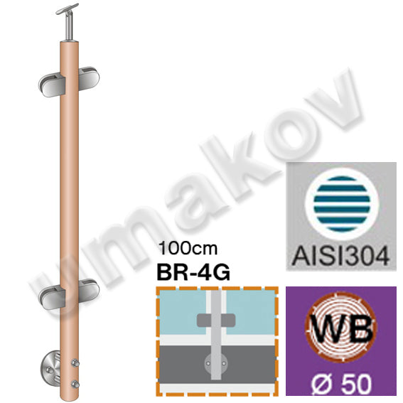 Bükk köztes oldali korlátoszlop galériára4üvegfogó