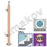 Natúr bükk talprozetás köroszlop-lépcsőüvegkorlát