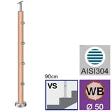 Natúr bükk oszlop pálcatartókkal (lépcsőre)