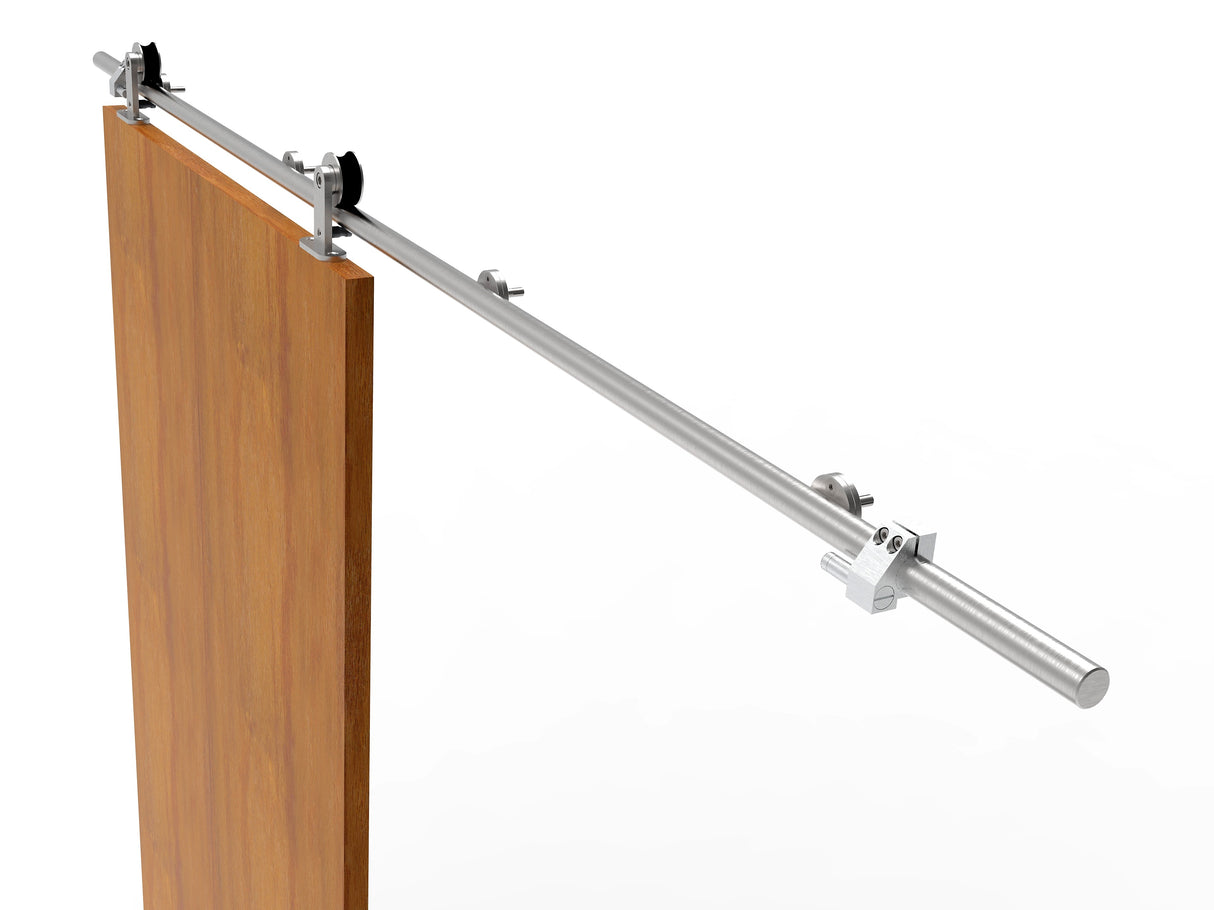 Tolóajtó vasalat garnitúra -vezetőcsőre INOX