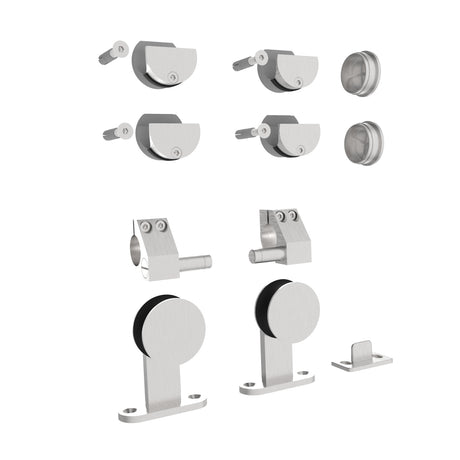 Tolóajtó vasalat garnitúra -vezetőcsőre INOX